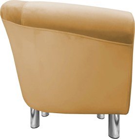 Fotel Milo tkanina Welur wygodny fotel tapicerowany do salonu i sypialni : Kolor nogi - Chrom, Kolor tkaniny - VELVET - MG15, Wysokość nogi - 15 cm