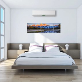 Obraz ośnieżonych szczytów górskich (170x50 cm)