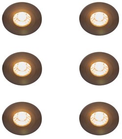 Zestaw 6 nowoczesnych okrągłych reflektorów wpuszczanych czarnych IP44 - Xena