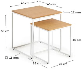 Stoliki w dekorze dębu zestaw 2 szt. 45x45 cm Yoana – Kave Home