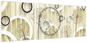Abstrakcyjny obraz z dmuchawcami (z zegarem) (90x30 cm)