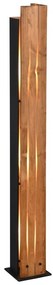 Czarno-naturalna lampa stojąca z drewnianym kloszem (wysokość 121 cm) Karuni – Trio