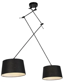 Lampa wisząca regulowana czarna klosz lniany czarny 35cm - Blitz II Nowoczesny Oswietlenie wewnetrzne