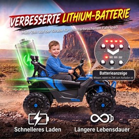 AIYAPLAY Elektryczne auto dla dzieci 24V 2-osobowe UTV z baterią litową, pilot 2,4 GHz, 2 x 120W silniki, softstart | Aosom PL