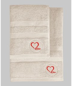 Beżowe bawełniane ręczniki zestaw 2 szt. frotte Love – Foutastic