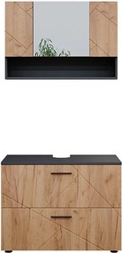 Zestaw mebli łazienkowych złoty dąb power/antracyt 80x41x58.6 irma