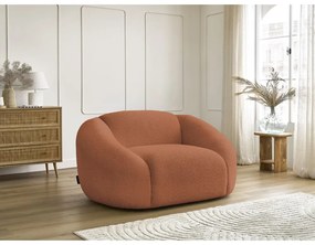 Pomarańczowy fotel z materiału bouclé Tina – Bobochic Paris