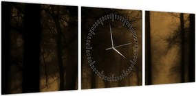 Obraz - Ciemny las (z zegarem) (90x30 cm)