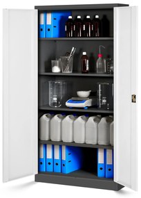 Zestaw 4x biurowa szafa metalowa na akta JAN H, 900 x 1950 x 400 mm, antracytowo-biała