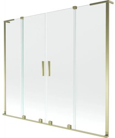 Mexen Velar L Duo parawan nawannowy 2-skrzydłowy rozsuwany 180 x 150 cm, transparent, złoty - 896-180-003-02-50