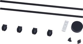 Nowoczesny system oświetlenia szynowego z 4 czarnymi reflektorami jednofazowymi - Magnetic Zagaye