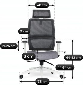 Fotel Biurowy Ergonomiczny Obrotowy NICKI Szary Nowoczesny