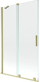 Mexen Velar parawan nawannowy 2-skrzydłowy rozsuwany 110 x 150 cm, transparent, złoty szczotkowany - 896-110-000-01-55