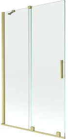 Mexen Velar parawan nawannowy 2-skrzydłowy rozsuwany 110 x 150 cm, transparent, złoty szczotkowany - 896-110-000-01-55
