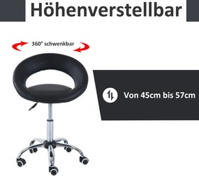 HOMCOM Taboret na kółkach taboret roboczy krzesło obrotowe taboret kosmetyczny z regulacją wysokości czarny