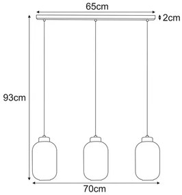 Wisząca lampa z trzema kloszami beżowa L6-N01