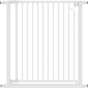 PawHut Barierka Ochronna Bez Wiercenia z Automatycznym Zamykaniem dla Dzieci i Zwierząt 76-80 x 76 cm, Biała | Aosom PL
