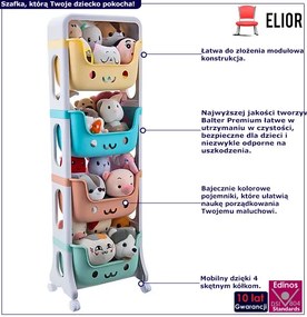 Kolorowa szafka na zabawki na kółkach - Cest 4X