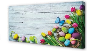 Zdjęcie na płótnie Jajka, Tulipany i Motyl