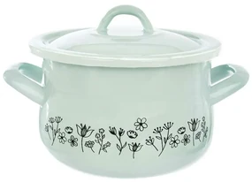 Orion Garnek emaliowany z pokrywką ŁĄKA 16 cm, zielony