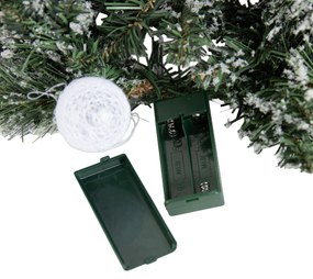 Wieniec świąteczny biały z czerwonymi elementami 45 cm z diodami LED i timerem - Jack