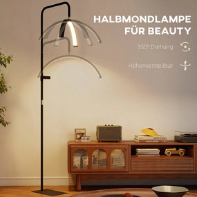HOMCOM Lampa stojąca z obracaną głowicą 350° 7 temperatur barwowych i uchwytem na telefon | Aosom PL
