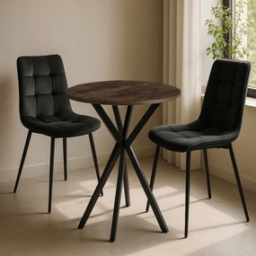 Stół Okrągły LAUREN 60 cm Dąb Rustykalny/Czarny Loft Nowoczesny