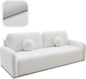 Sofa DUO Rozkładana Dwuosobowa Kremowa Boucle Japandi