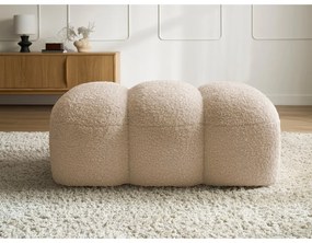 Beżowy podnóżek z materiału bouclé Hippolyte – Bobochic Paris