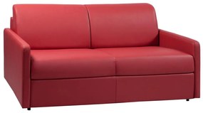 Kanapa 3-osobowa rozkładana typu expres z ekoskóry CALIFE - Czerwony - Miejsce do spania 140 cm - Materac 14 cm