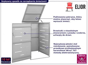 Szara stalowa obudowa śmietnika ogrodowego C1-D66