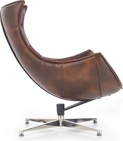 Brązowy fotel wypoczynkowy ze skóry Luxor