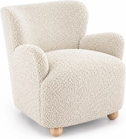 Kremowy fotel wypoczynkowy boucle w stylu japandi C3-R42