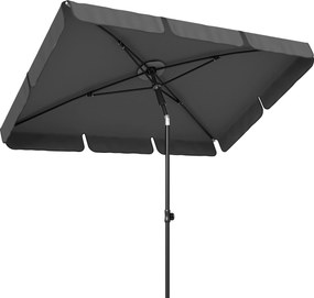 Outsunny Prostokątny parasol balkonowy z 3-stopniowym nachyleniem, korbowy parasol plażowy z 8 rozpórkami, 183x122x222 cm, ciemnoszary | Aosom PL