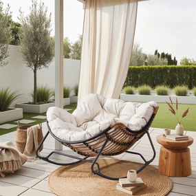 Bujany fotel ogrodowy z poduszką Elton, beżowy