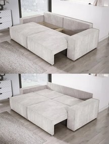 Kanapa KASJO Uniwersalny Sofo-Narożnik z funkcją spania i poduszkami, 2x pojemnik POSO 100 Brudna biel DOMOHOME