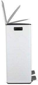Stalowy kosz na śmieci 2x30 l do segregacji odpadów/z pedałem w matowym białym kolorze Aliya – Spirella