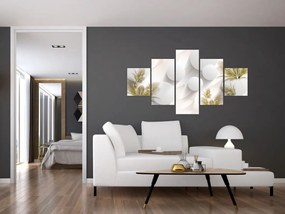 Obraz - 3D koła z kwiatami (125x70 cm)