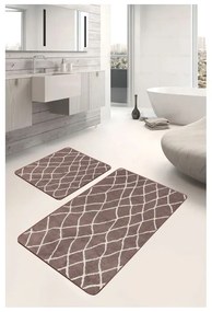 Brązowe aksamitne dywaniki łazienkowe zestaw 2 szt. 60x100 cm – Mila Home