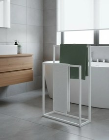 Dwuramienny Stojak Biały Na Ręczniki Dąb L5-W18