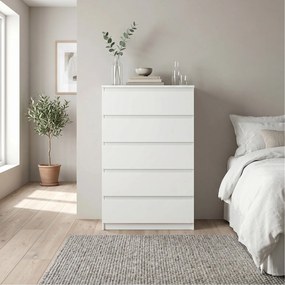 Komoda NUDO 70 cm do Salonu Sypialni 5 Szuflad Biały