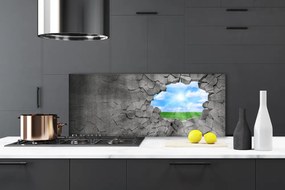 Panel Szklany Artystyczna Iluzja Pękniętej Ściany