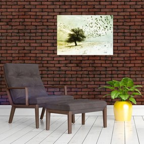 Obraz - Malowane stado ptaków (70x50 cm)