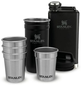 Czarny zestaw piersiówki i kieliszków ze stali nierdzewnej 6 szt. 250 ml – Stanley