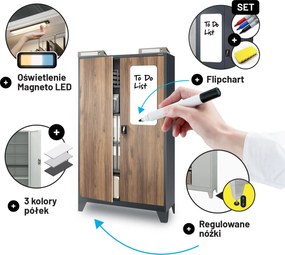 Szafa biurowa metalowa na dokumenty JAN II, Eco Design: antracyt/orzech