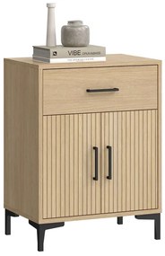 Ryflowana Komoda Na Nóżkach Dąb Sławonia + Lamele N0-F52
