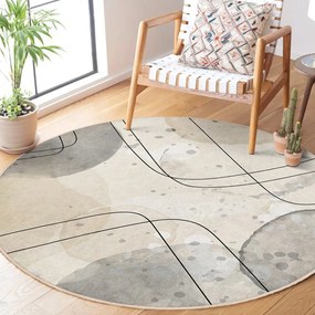 Beżowy okrągły dywan odpowiedni do prania ø 100 cm Simple Lines – Mila Home