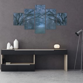 Obraz lasu we mgle (125x70 cm)