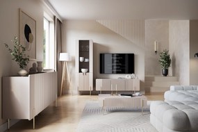 Stolik kawowy z szufladami Malmi 100 cm - kaszmir / złote nóżki