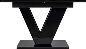 Stół Prostokątny Rozkładany CLARK 120-160 cm Czarny Połysk Glamour